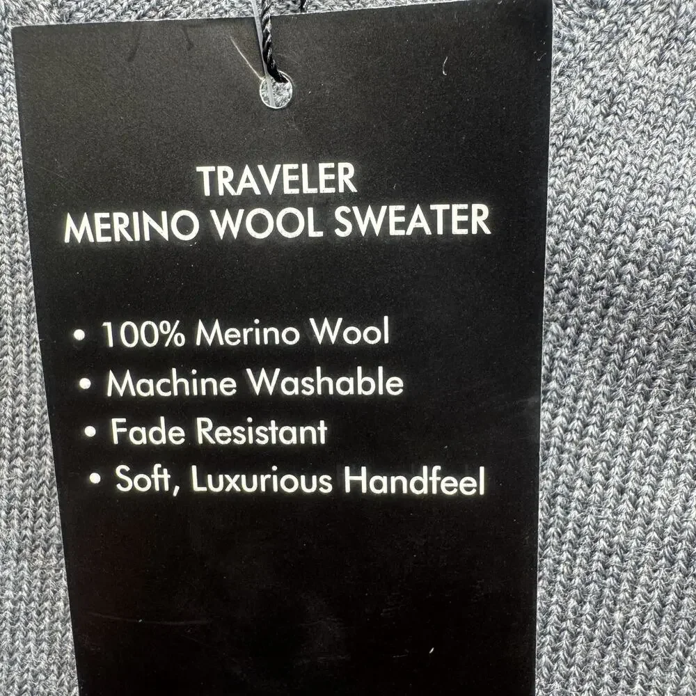 JOS. A.‎ BANK Traveler Merino Wool Sweater Men's Sz 3XB Gray Brand New